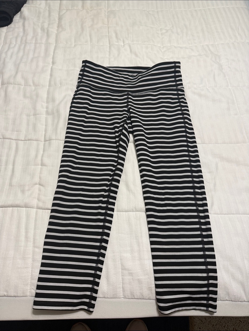 Athleta Black and White Striped Leggings